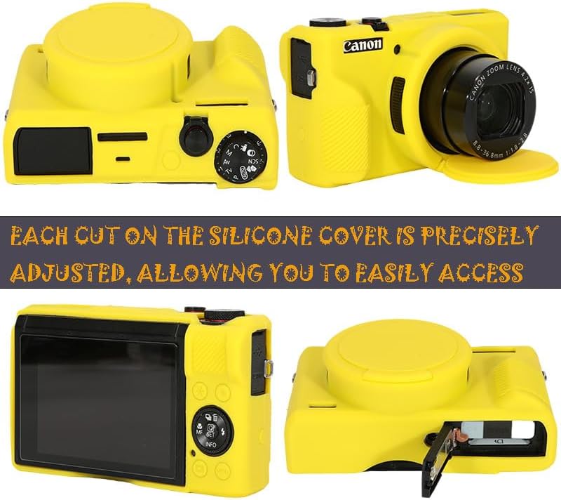 AEXUTDA Case for Canon Powershot G7X Mark III Digital Camera, G7X Mark iii Camera Silicone Case, Anti-Scratch Slim Fit Soft Skin, G7X Mark 3 Accessories with Detachable Lens Cover - Yellow - Image 2